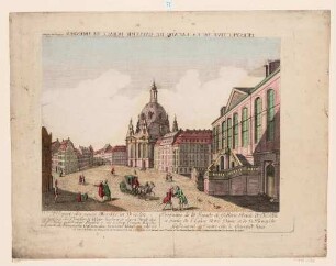 Guckkastenbild. Der Neumarkt in Dresden nach Osten mit der Frauenkirche und dem Johanneum (ehem. Gemäldegallerie)