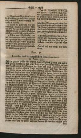 Num. 7. Extractus aus der angeblichen Sona Dammonis de Anno 1333.