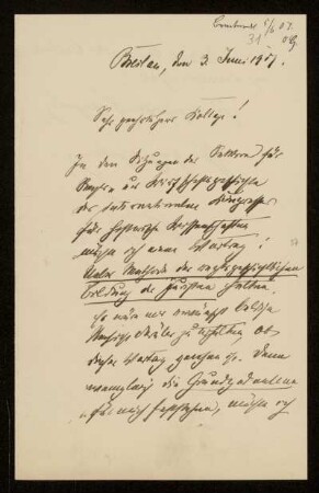 31: Brief von Otto Fischer an Otto von Gierke, Breslau, 3.6.1907