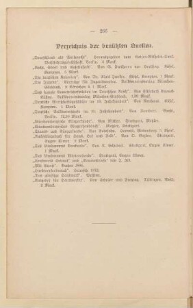 Verzeichnis der benützten Quellen
