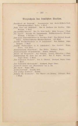 Verzeichnis der benützten Quellen