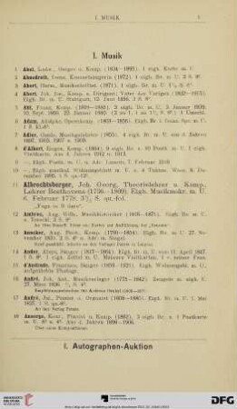 I. Musik (Nr. 1-490)