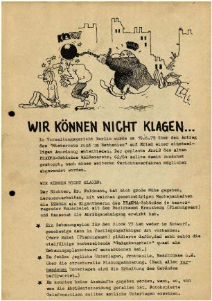 Dokumentation: Chronolgie des Konflikts Umnutzung Fabrikgebäude in der Waldemarstraße 62/64