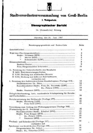 Nr. 36, 24. Juni 1947, Ordentliche Sitzung