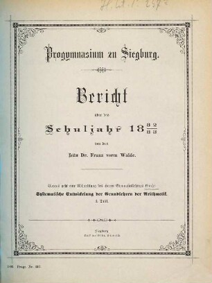 Bericht : über das Schuljahr .... 1882/83