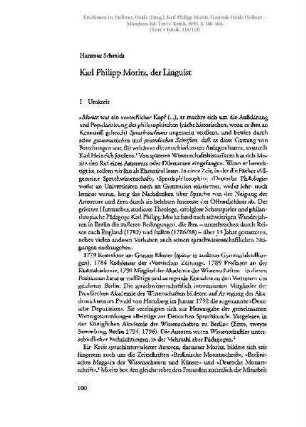 Karl Philipp Moritz, der Linguist