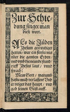 Zur Schiedung singet man diese wort.