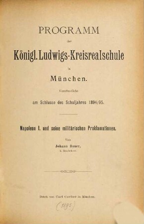 Napoleon I. und seine militärischen Proklamationen