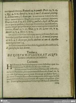 Titulus 9. De Rerum Divisione, Et Acquirendo Ipsarum Dominio