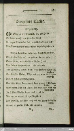 Vierzehnte Satire. Erziehung