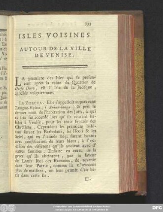Isles Voisines Autour De La Ville De Venise.