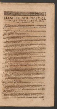 Elenchus Seu Index Capitum, Quae In Hoc Libello Tractantur Et Explicantur.