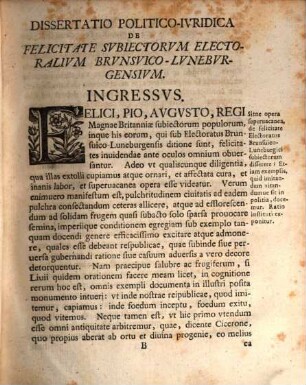 De Felicitate Svbiectorvm Electoralivm Brvnsvicensivm Ac Lvnebvrgensivm