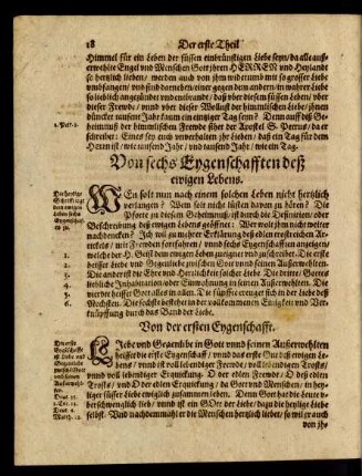 Von den sechs Eigenschafften des ewigen Lebens.