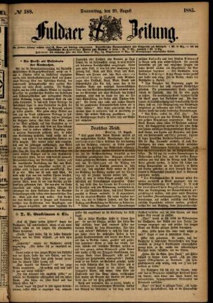 Ausgabe vom Donnerstag, den 20. August 1885.