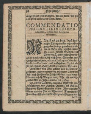 Commendatio Personae Pie In Christo defunctae, allusionem Nominis respiciens.