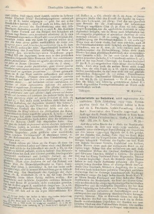 462-464 [Rezension] Friedensburg, Walter (Bearb.), Nuntiaturberichte aus Deutschland, nebst ergänzenden Aktenstücken. 1. Abth. 1533 - 1559. 8. Bd