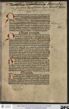 Compendium theologicae veritatis / Hugo Ripelin von Straßburg. [Enth.davor:] Distinctiones de tempore et de sanctis quarum declarationes ex compendio theologicae veritatis capiuntur / Bernoldus de Caesaria : [Mit Tabula von Thomas Dorniberg]