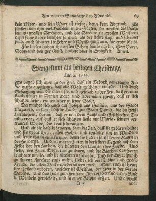 Evangelium am heiligen Christtage, ...