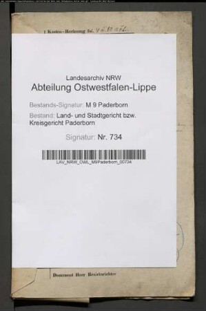 Erblasser: Vahle, Johannes; Erblasser: Vahle, Maria, geb. Köchling: