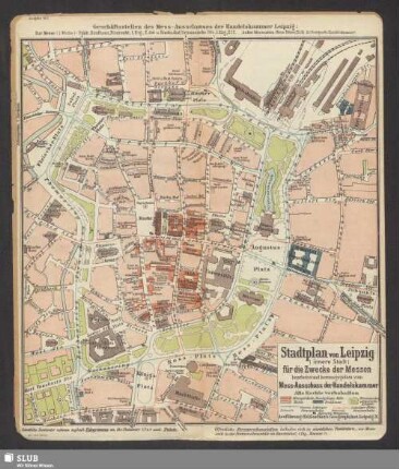 Stadtplan von Leipzig (innere Stadt) für die Zwecke der Messen