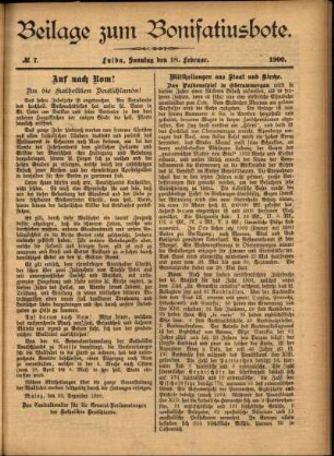 Zweite Ausgabe vom Sonntag, den 18. Februar 1900.