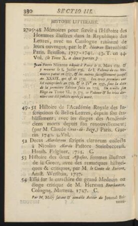 Histoire Litteraire