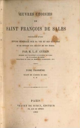 Oeuvres choisies de Saint François de Sales, 3
