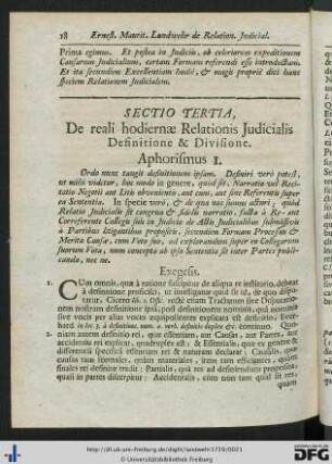 Sectio Tertia. De reali hodiernae Relationis Judicialis Definitione et Divisione.