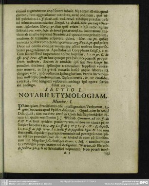 Sectio I. Notarii Etymologiam