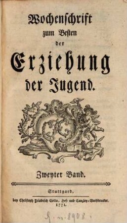 Wochenschrift zum Besten der Erziehung der Jugend. 2. 1771