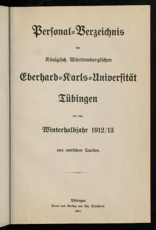 Studierendenverzeichnis 1912/13