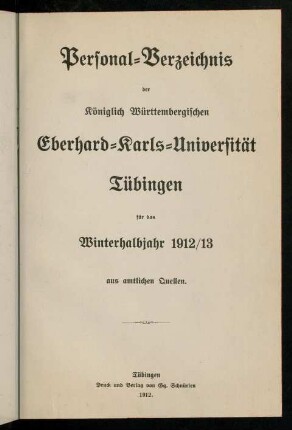 Studierendenverzeichnis 1912/13