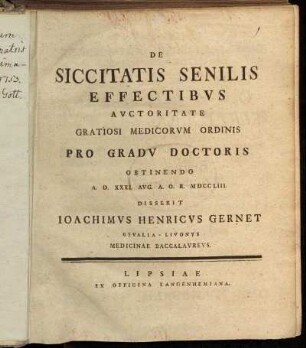 De Siccitatis Senilis Effectibvs