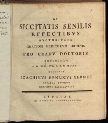 De Siccitatis Senilis Effectibvs