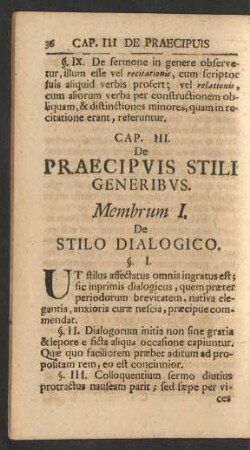 Cap. III. De Praecipuis Stili Generibus