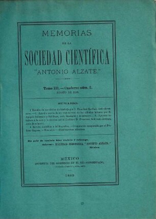 Memorias y revista de la Sociedad Científica Antonio Alzate. 3. 1889, Nr. 2 = Rev. 1889/90