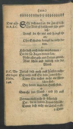 Seh' dich wol für/ die Zeit ist böß ...