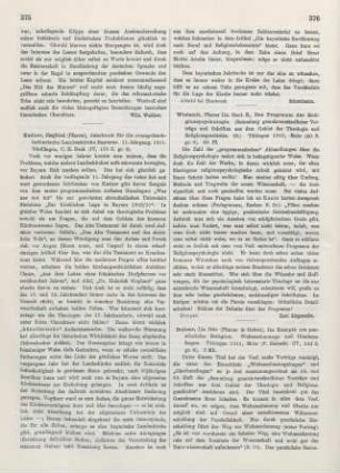 375-376 [Rezension] Kadner, Siegfried (Hrsg.), Jahrbuch für die evangelisch-lutherische Landeskirche Bayerns. 11. Jahrg. 1911