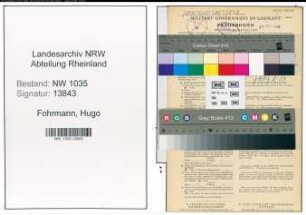 Entnazifizierung Hugo Fohrmann , geb. 23.06.1908 (Baufuehrer)