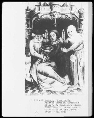 Grabower Altar — Isaak liegt im Bett und segnet Jakob, der seinem Vater die Mahlzeit bringt