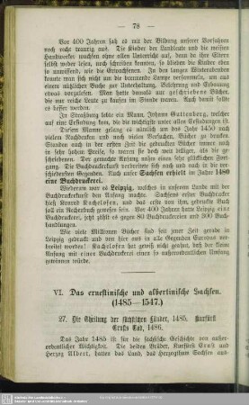 VI. Das ernestinische und albertinische Sachsen (1485 - 1547)