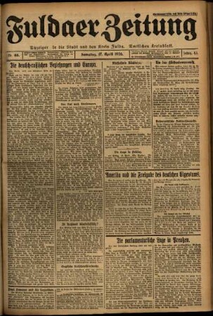 Ausgabe vom Samstag, den 17. April 1926.