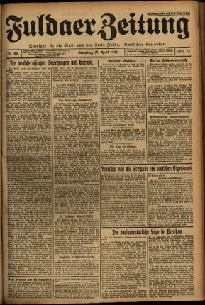 Ausgabe vom Samstag, den 17. April 1926.