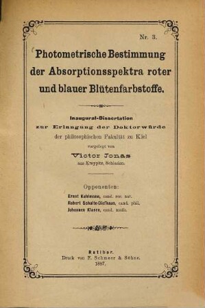 Photometrische Bestimmung der Absorptionsspektra roter und blauer Blütenfarbstoffe
