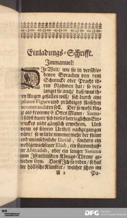 Einladungs-Schrifft.
