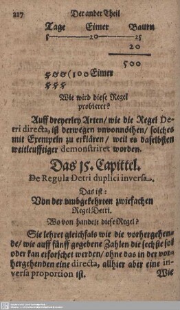 Das 15. Capittel. De Regula Detri duplici inversa.