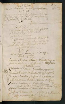 Winterhalbjahr 1763/1764. Rektorat Eberhard Christoph Canz