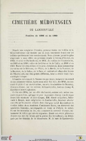 N.S. 6.1862: Cimetière mérovingien de Lamberville : fouilles de 1859 et de 1862