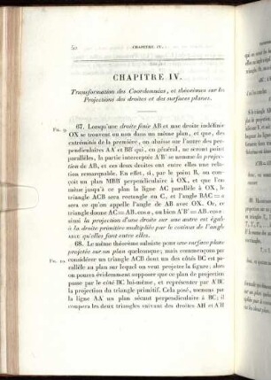 Chapitre IV. Transformation des Coordonnées, et théorèmes sur les Projections des droites et des surfaces planes.